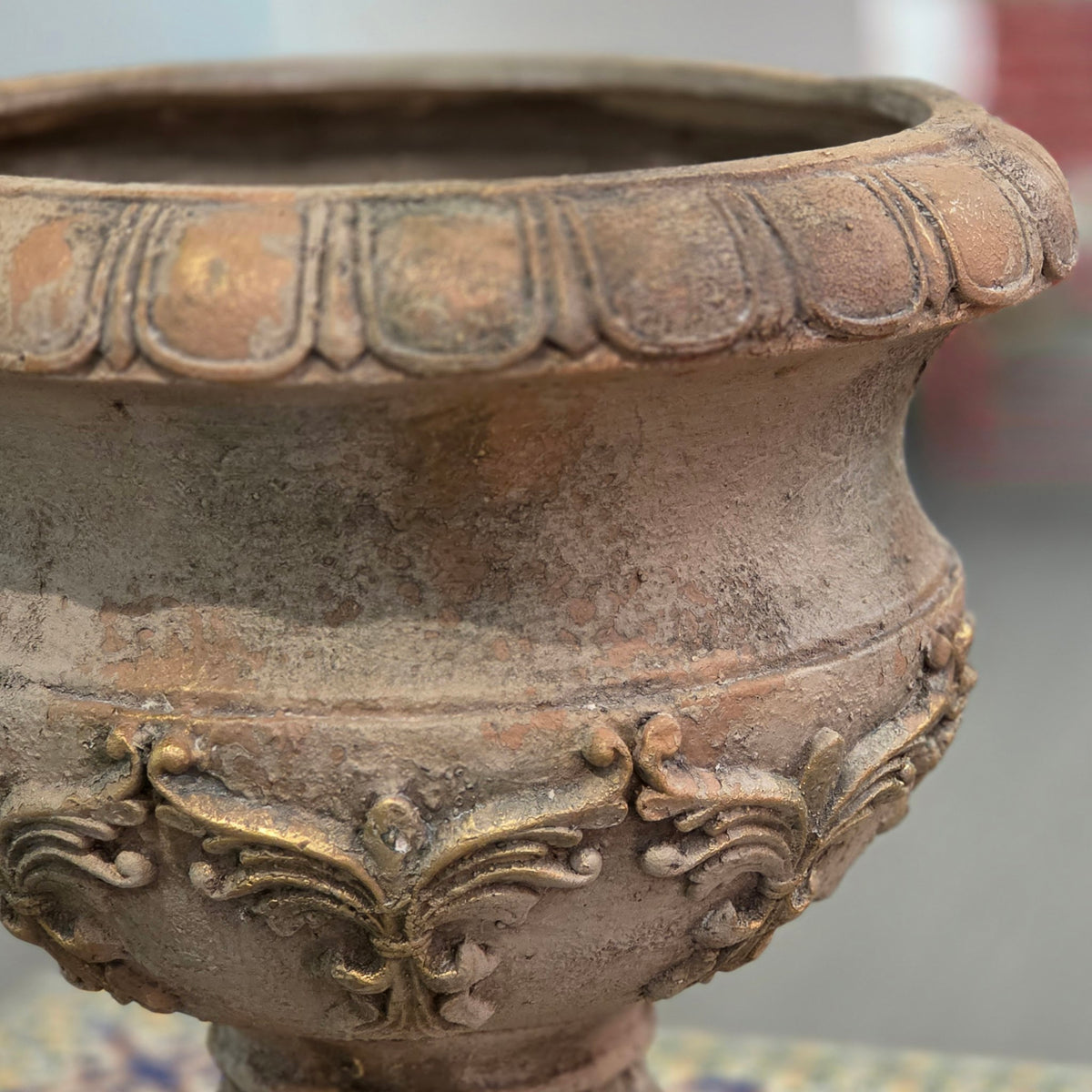 18" Tall Distressed Classic European-Style Urn Planter