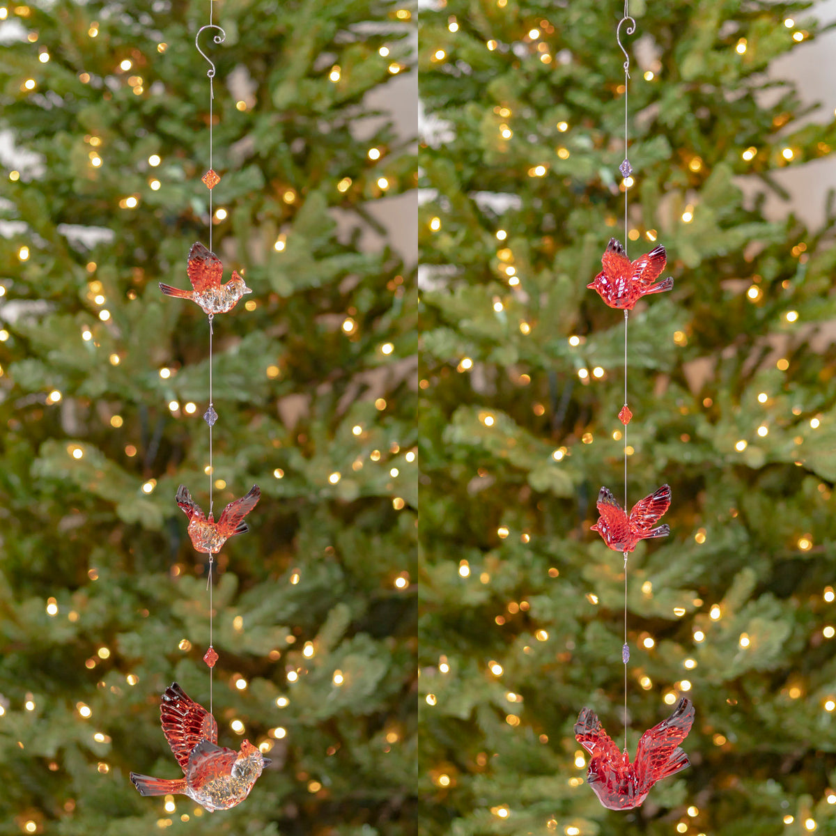 Set of 6 Assorted 23.5" Long Three Piece Acrylic Cardinal Chain Ornament