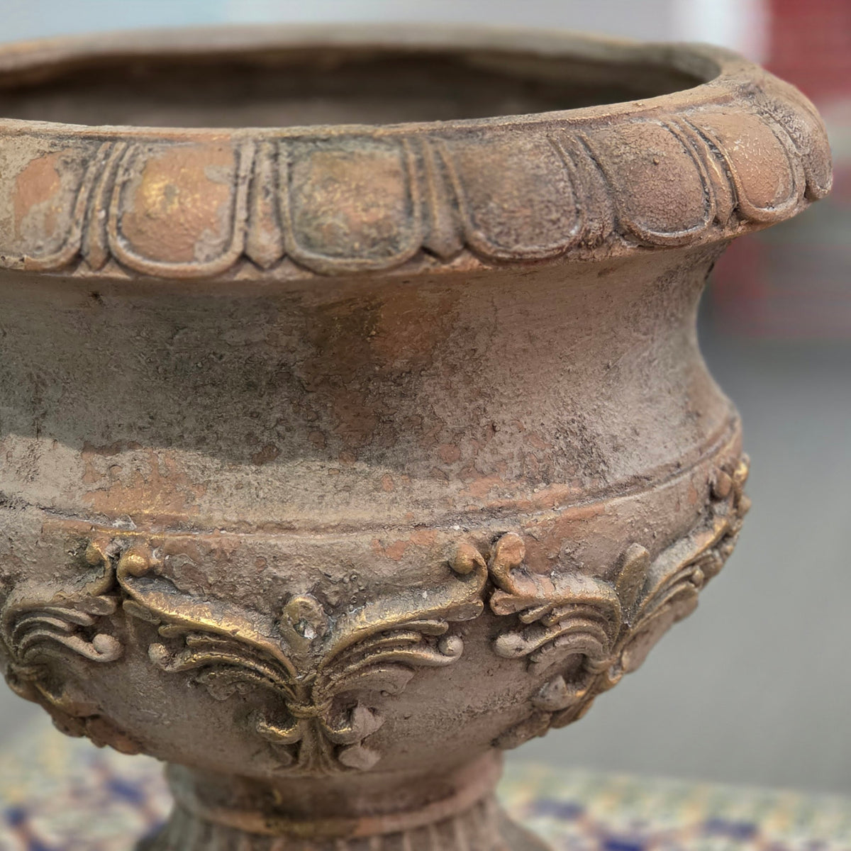 18" Tall Distressed Classic European-Style Urn Planter