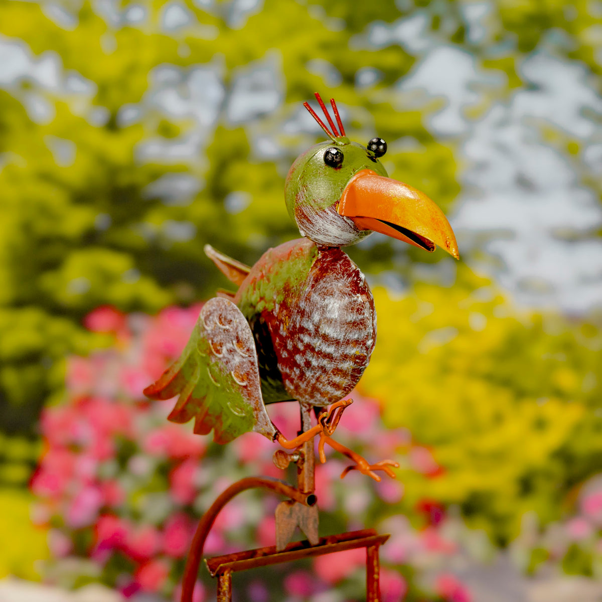 55.25" Tall Metal Parrot Rocking Stake "Pebbles"