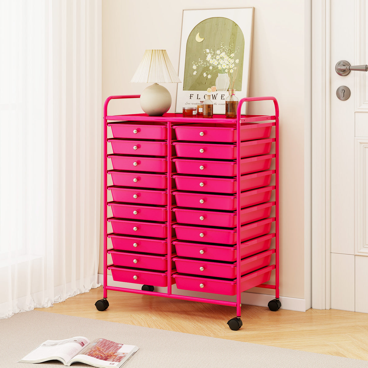 20-Drawer Rolling Storage Cart with Removable Drawers