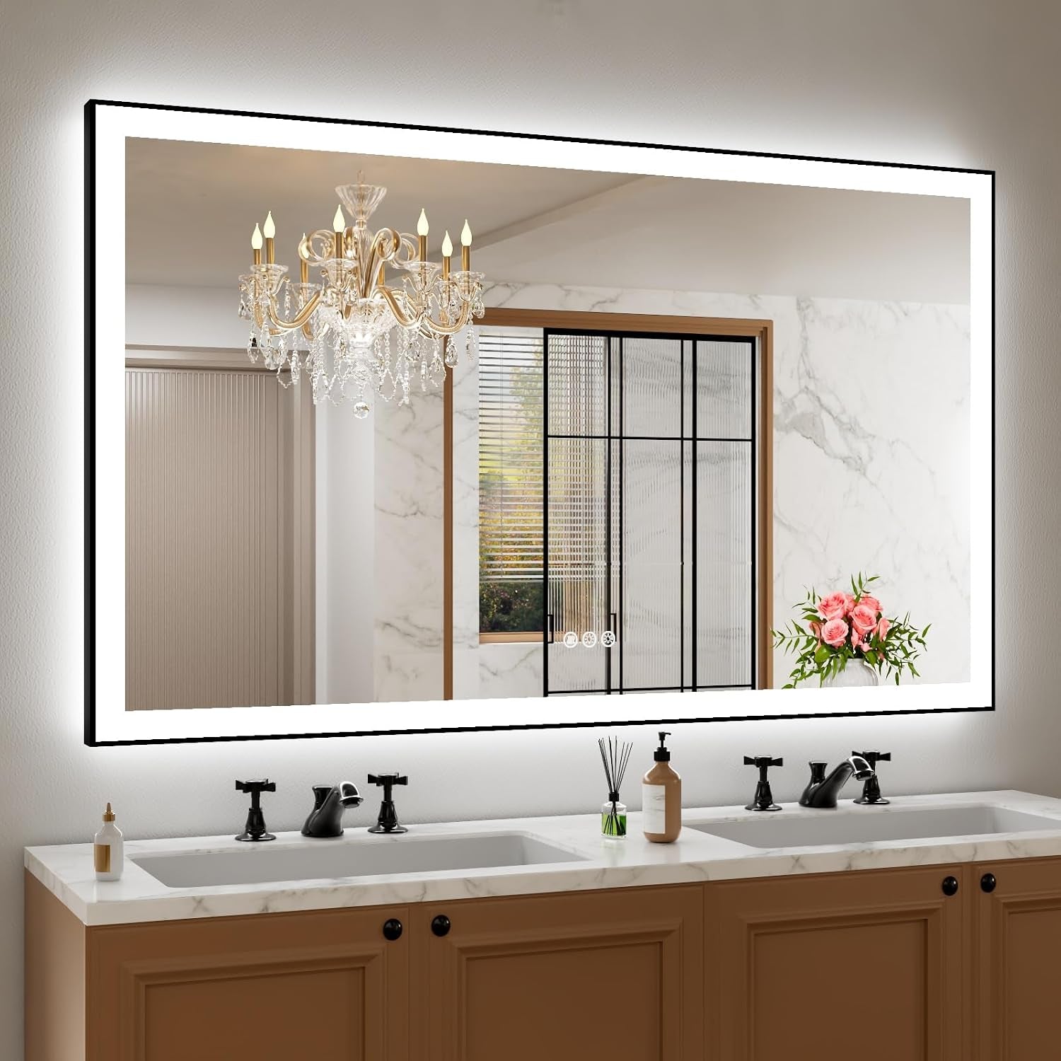 Amorho LED Mirror for Bathroom, 24"x30" with Front Light and Backlight | Stepless Dimmable, Anti-Fog, gallery view 33