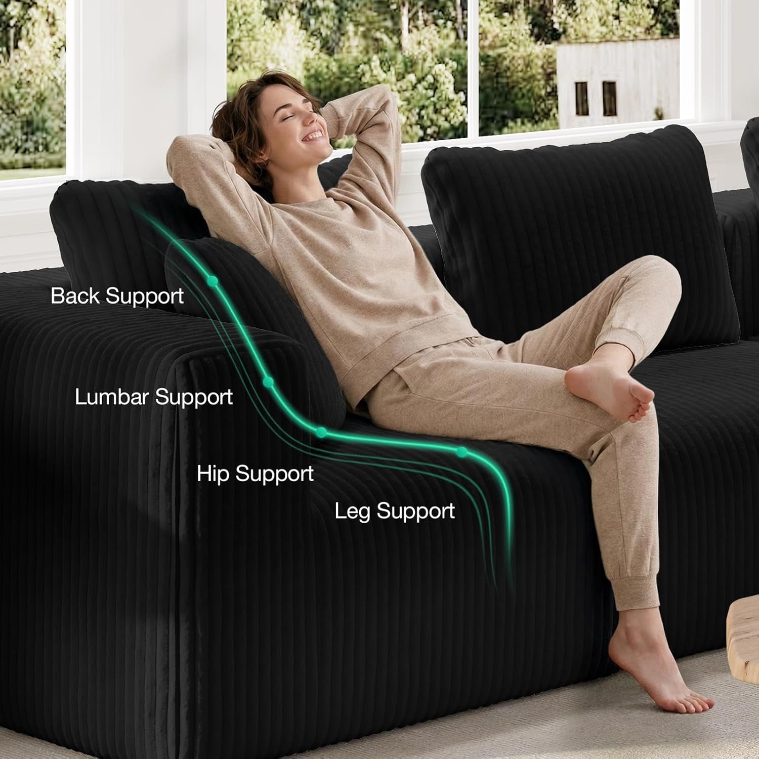 141" Modular Sectional Sofa, L Shape Plush Sectional Couch, Modern Cloud Design with Smarts Coil® Support, Boneless Sectional Couch for Large Living Room Apartment, No Assembly Required
