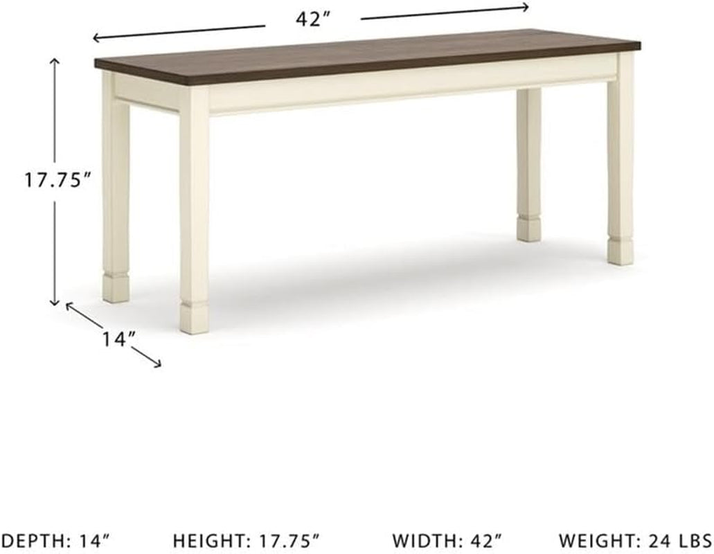 Backless bench displayed with measurement callouts showing 42" width, 14" depth and 17.75" height in a product diagram
