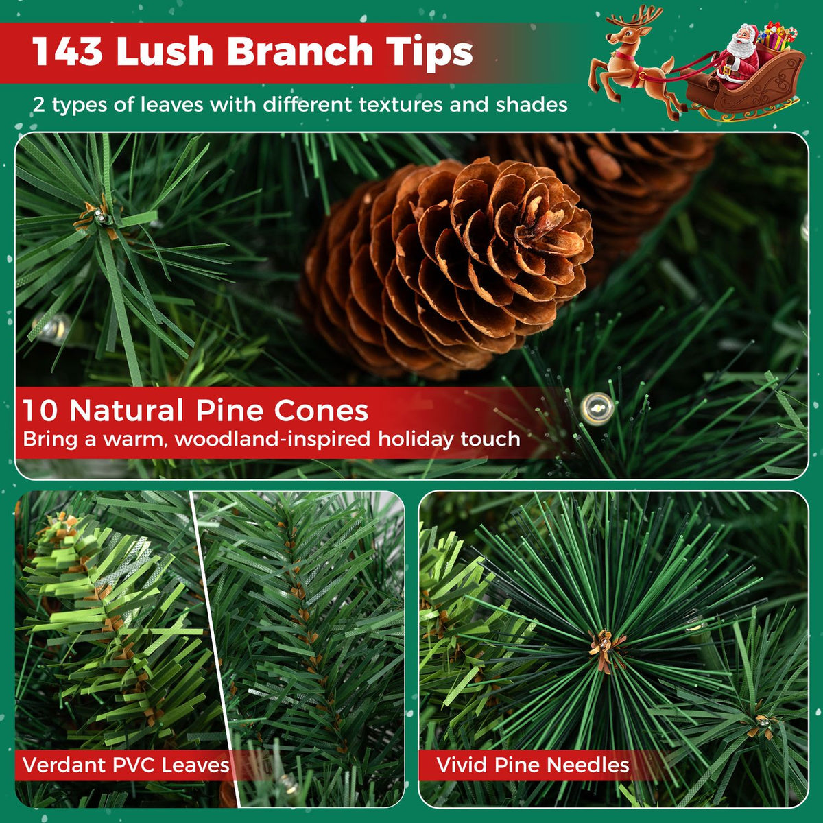 Set of 2 24 Inch Pre-Lit Artificial Christmas Wreath for Front Door Battery Operated