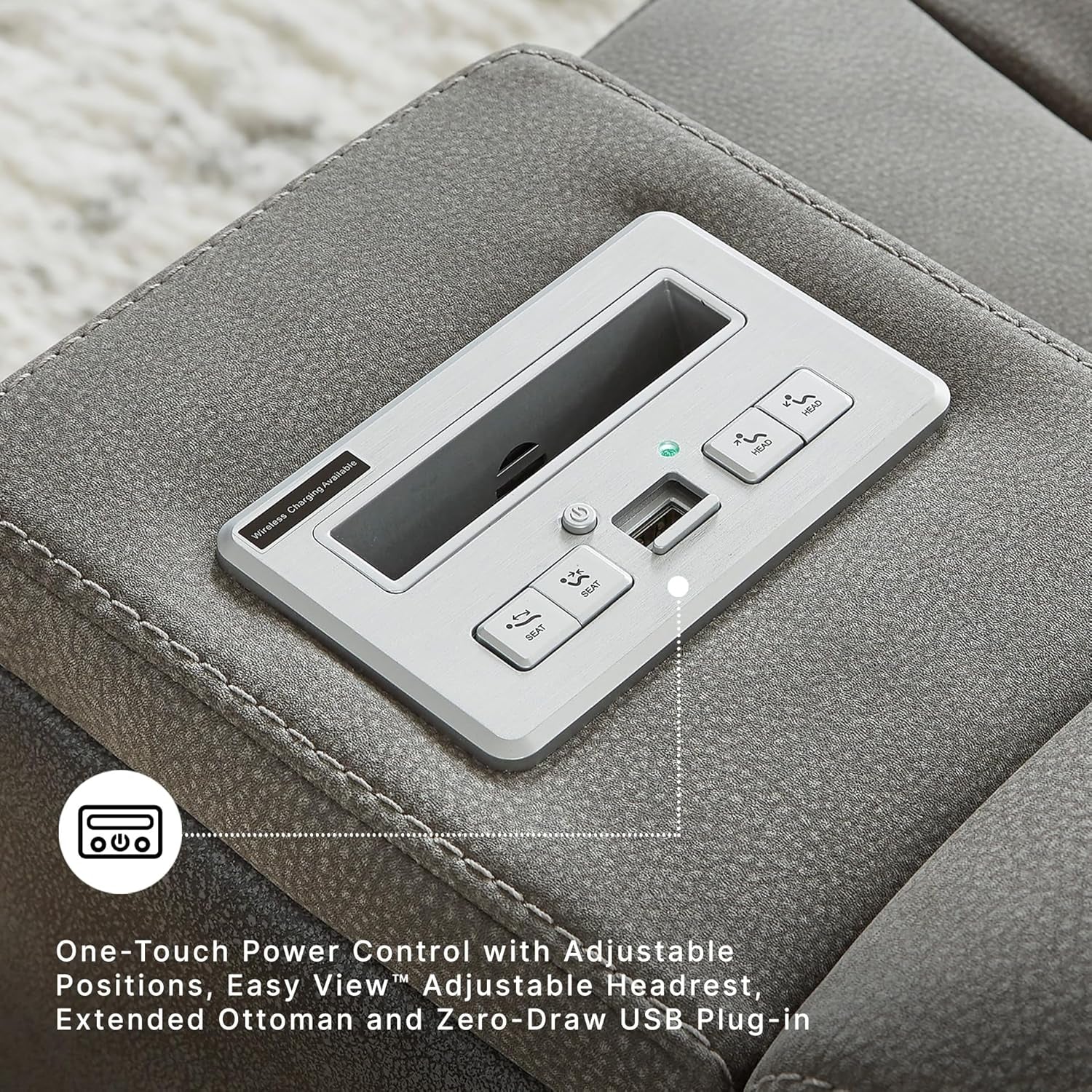 Signature Design by Ashley Next-Gen Durapella Modern Faux Leather Power Reclining Sofa with Adjustable Headrest, Gray