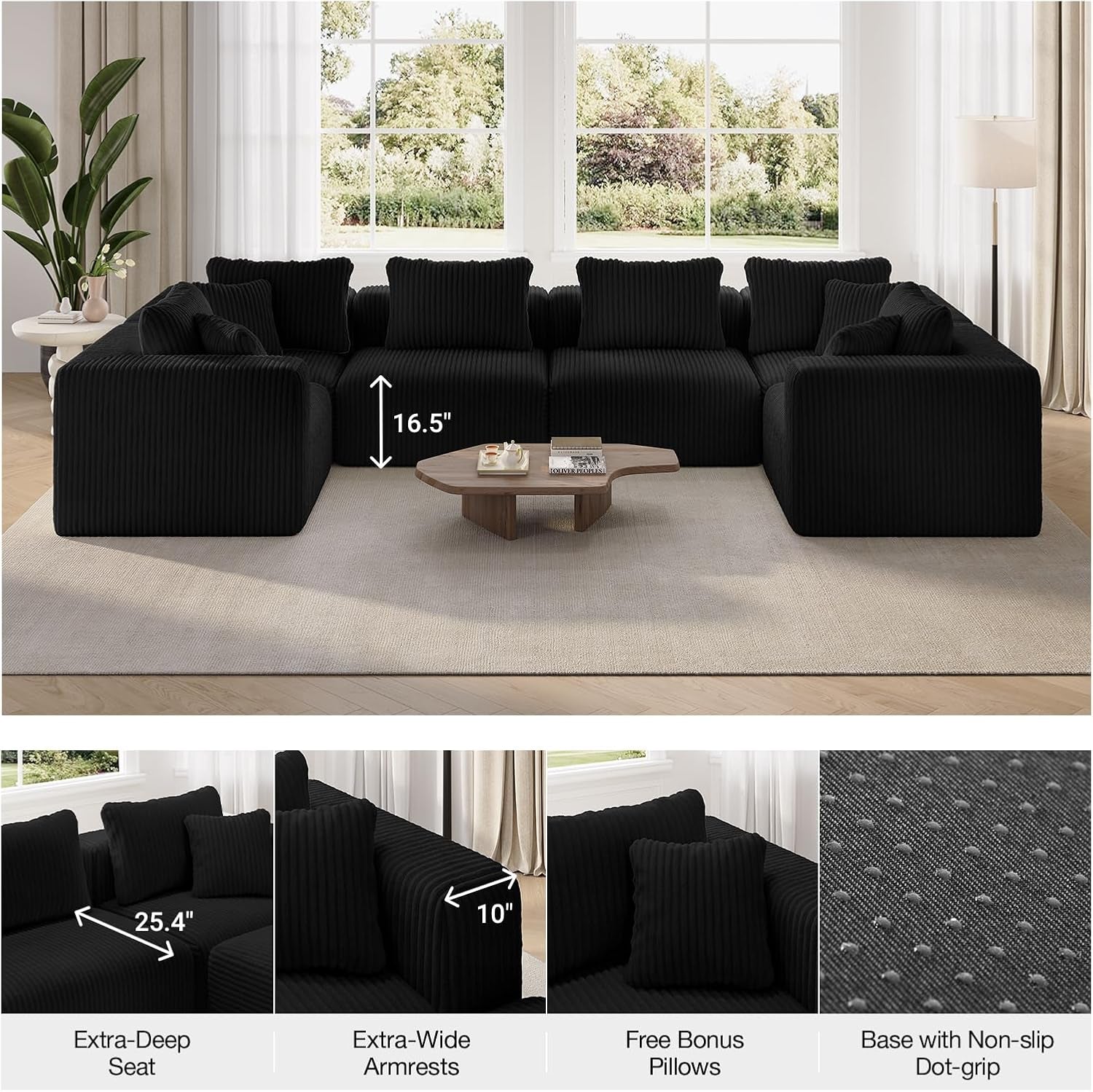 141" Modular Sectional Sofa, L Shape Plush Sectional Couch, Modern Cloud Design with Smarts Coil® Support, Boneless Sectional Couch for Large Living Room Apartment, No Assembly Required