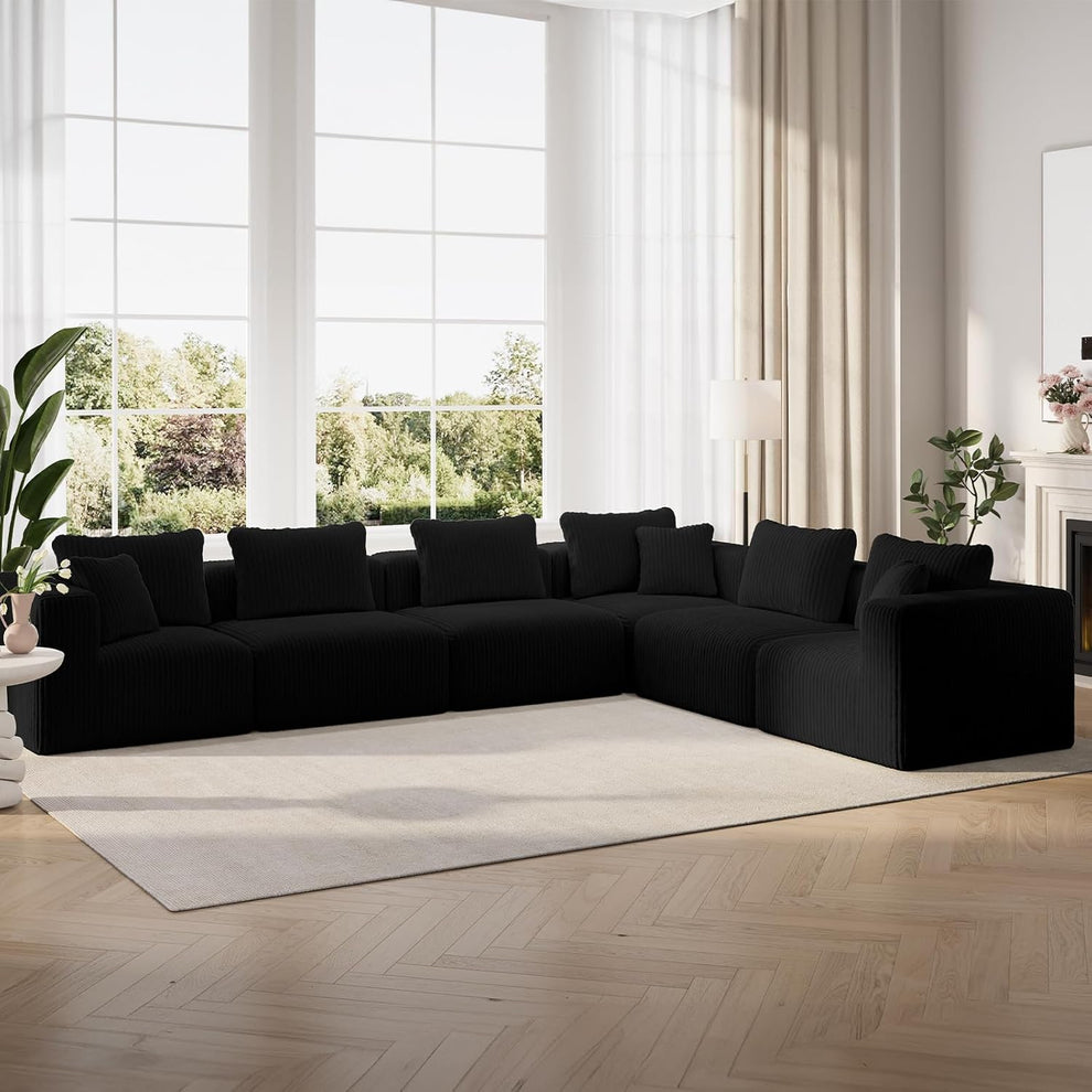 141" Modular Sectional Sofa, L Shape Plush Sectional Couch, Modern Cloud Design with Smarts Coil® Support, Boneless Sectional Couch for Large Living Room Apartment, No Assembly Required