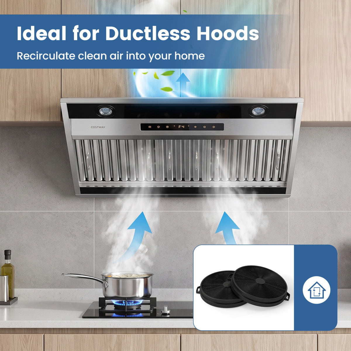 Activated Carbon Filter for Ductless Range Hood with Triple Layers Twist, Lock Installation