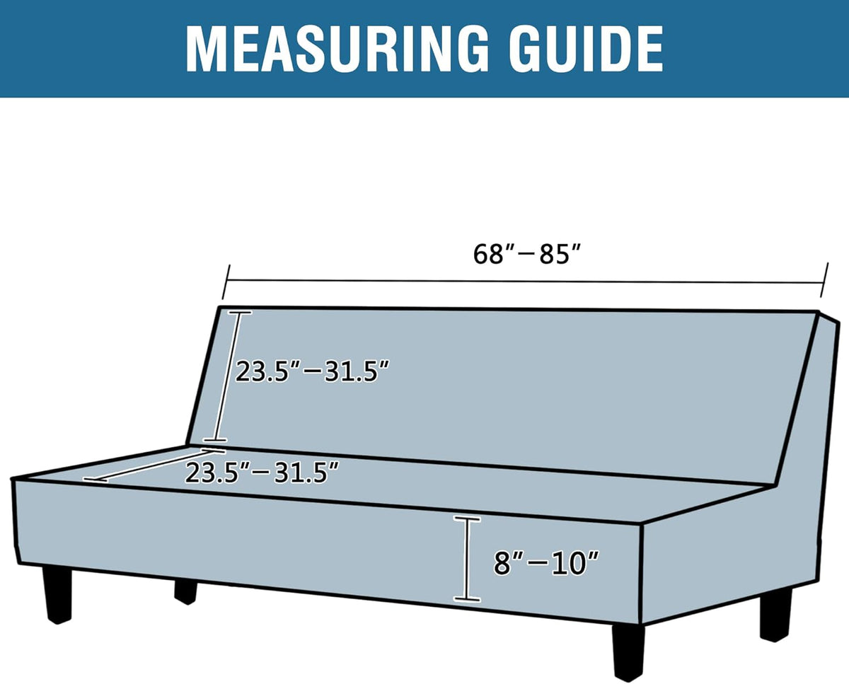 Illustrated sofa diagram with measurements showing back and seat dimensions for fitting a slipcover.