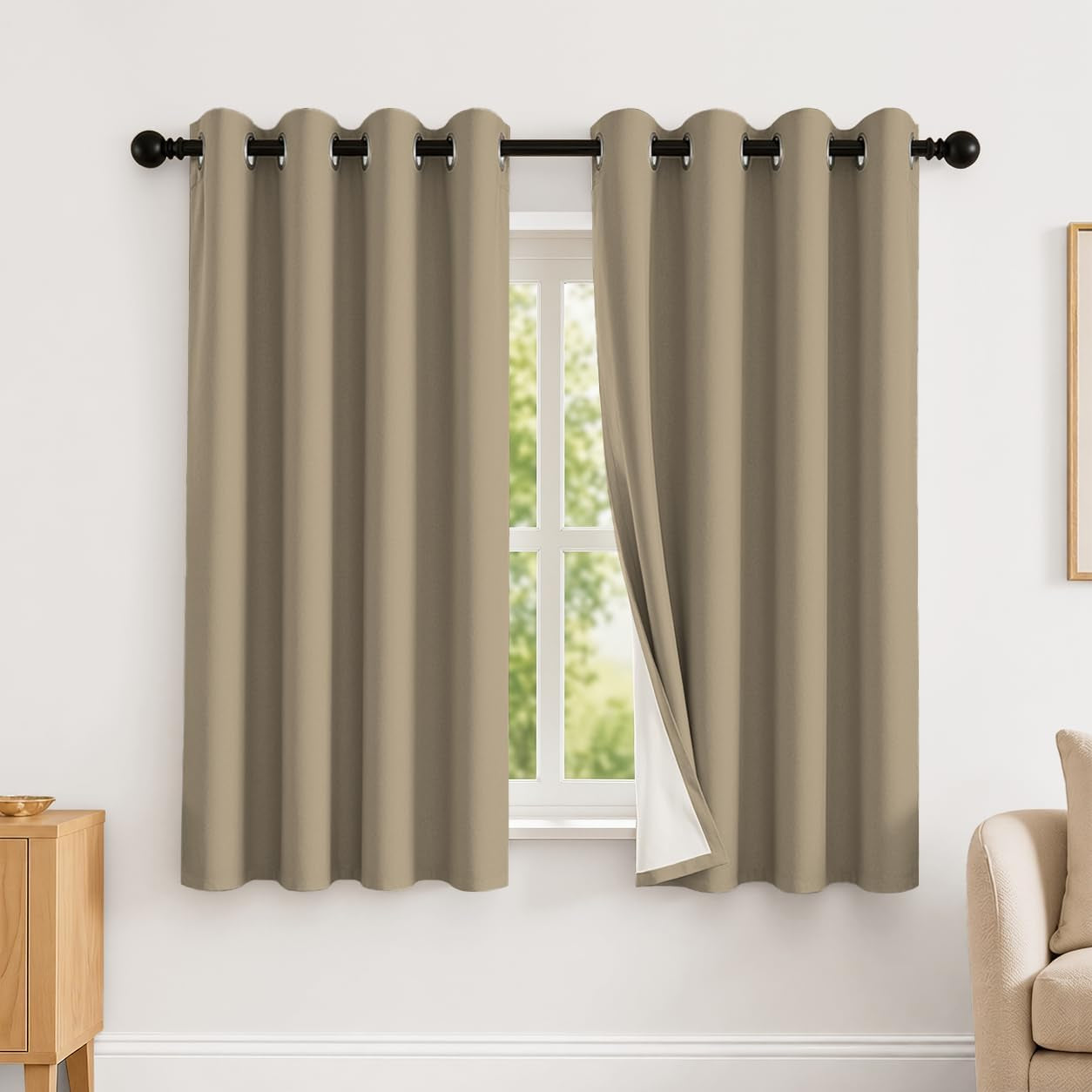 2 Panels 100% Blackout Curtains, Midweight Grommet Drapes | Thermal Insulated Drapes With White Backing, gallery view 67