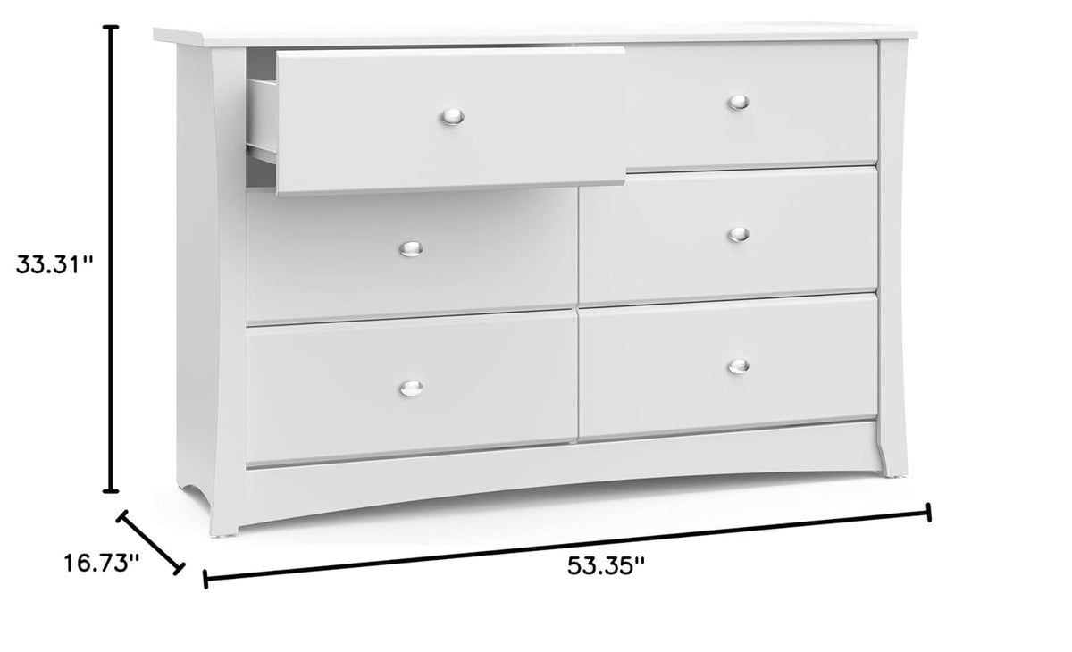 Storkcraft Crescent 6-Drawer Dresser, White