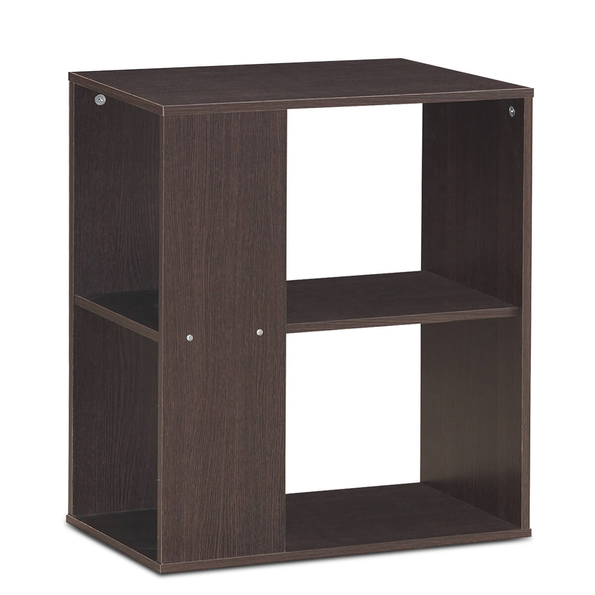 2-Tier Side End Table with Storage Shelves, Brown