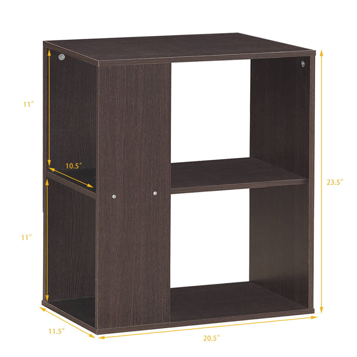 2-Tier Side End Table with Storage Shelves, Brown