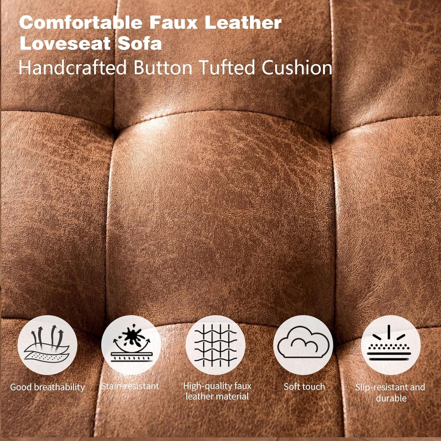 Faux Leather Sofa,70" Brown Leather Couch for Living Room