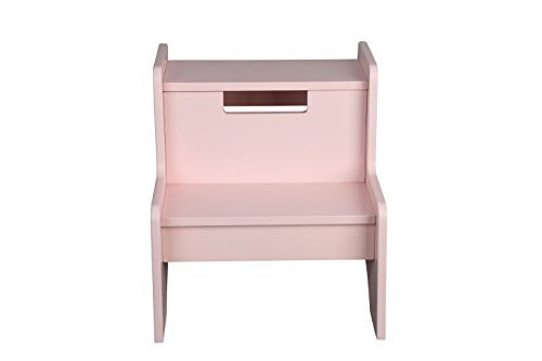Wildkin Pink Wooden Two-Step Stool for Kids and Adults, Perfect for Kitchen or Bathroom Use, Stepping Stool Features Two Convenient Carrying Handles, Suitable for Individuals Up To 200lbs