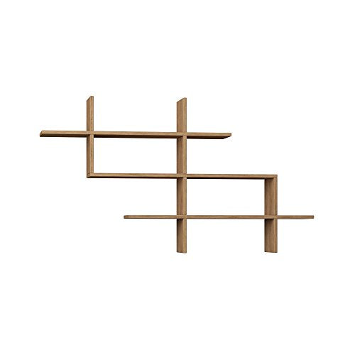 Ada Home Décor Warren Wall Shelf, 59'' x 32.5'' x 8.5'', Oak