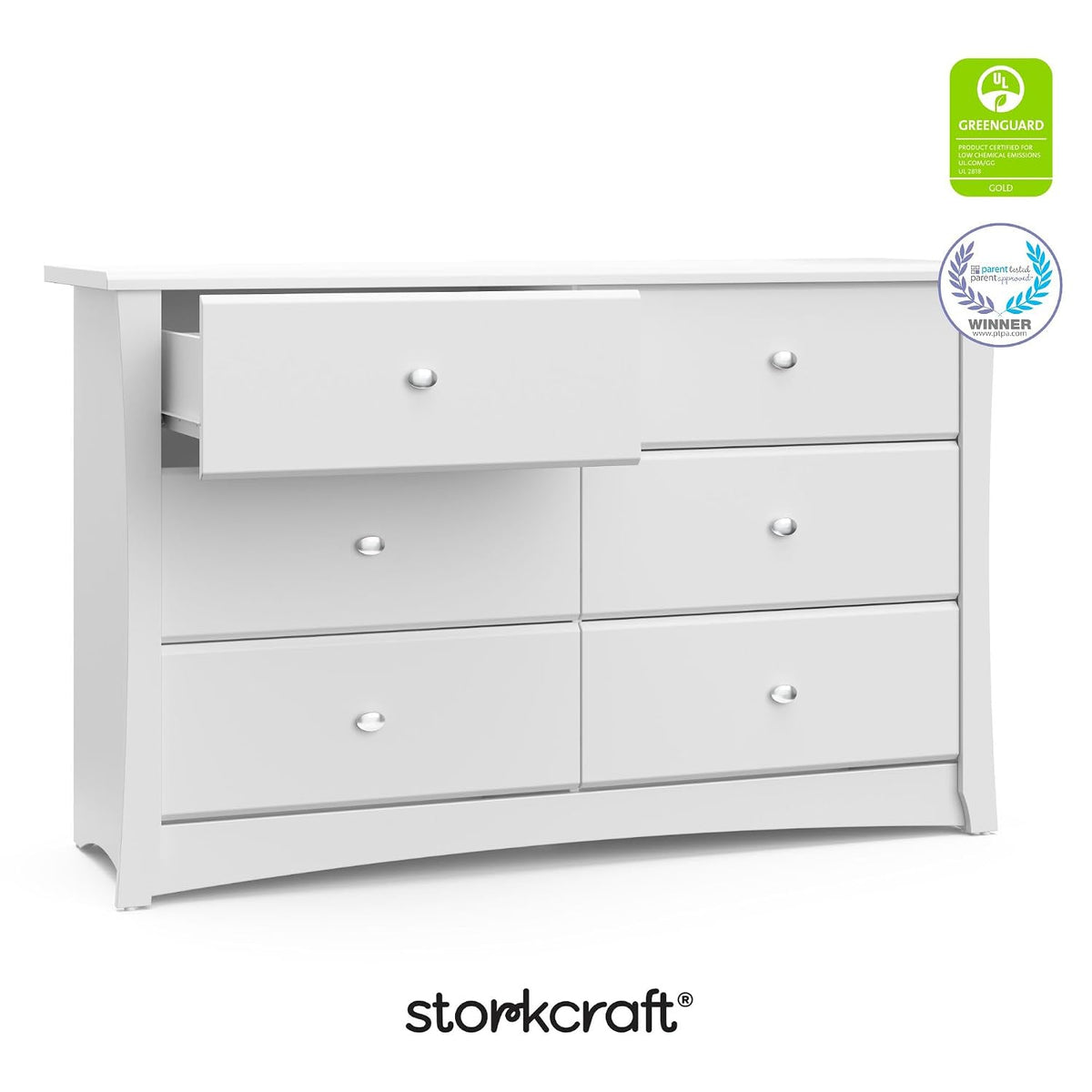 Storkcraft Crescent 6-Drawer Dresser, White