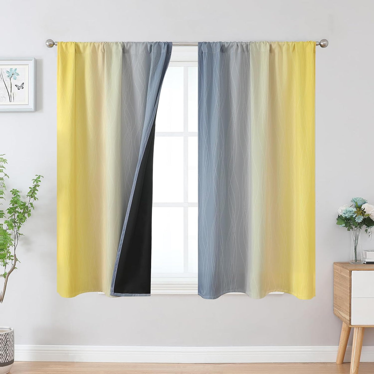 Brown and Greyish White Ombre Blackout Curtains for Bedroom 2 Panels 52x84 | Estelar Textiler Gradient, gallery view 61