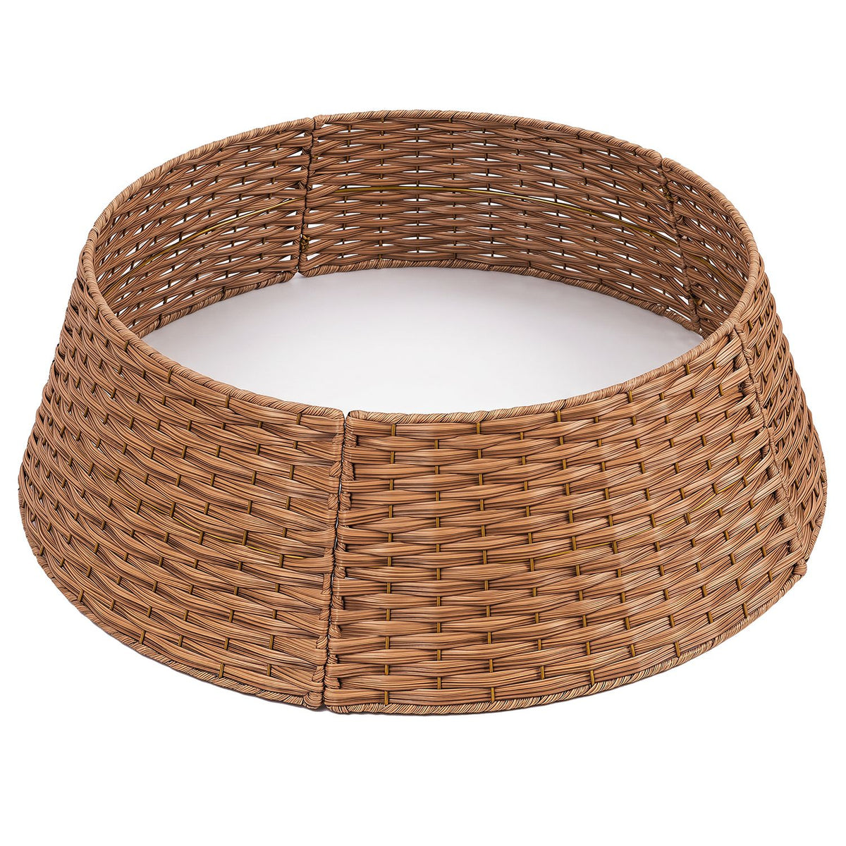 Woven tree collar shown on its own from above, revealing its open center and front seam.
