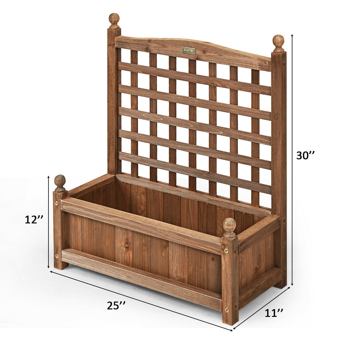Wood Planter Box with Trellis Weather, Resistant Outdoor