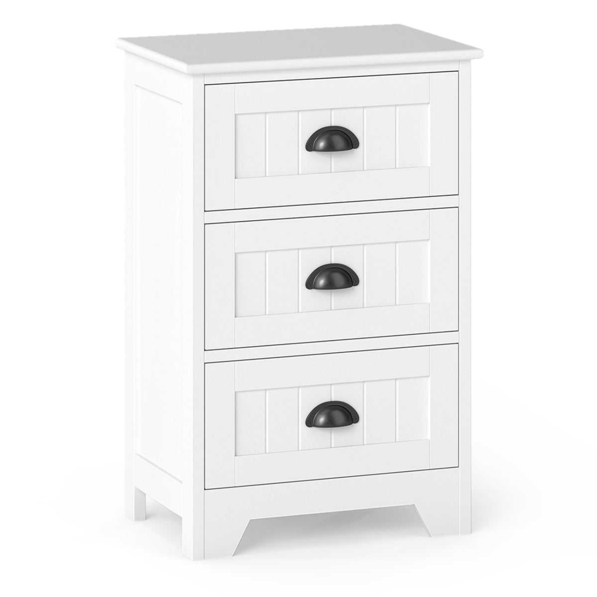 3 Drawers End Storage Wood Side Nightstand