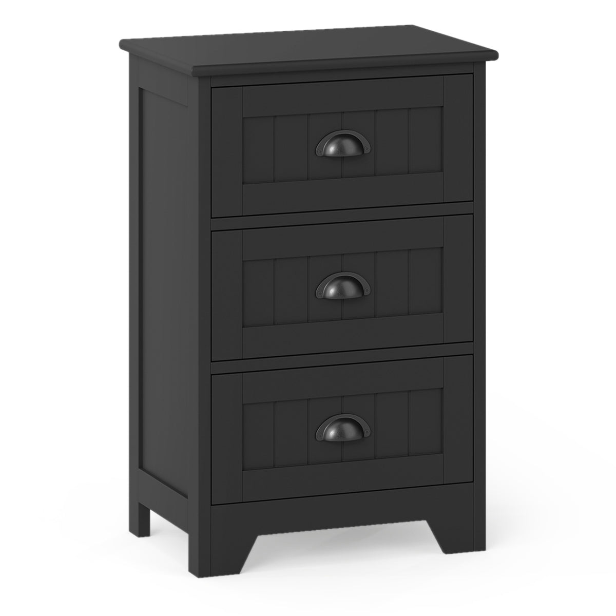 3 Drawers End Storage Wood Side Nightstand