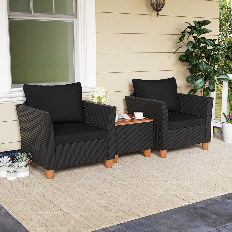 3 Pieces Outdoor Patio Rattan Furniture Set
