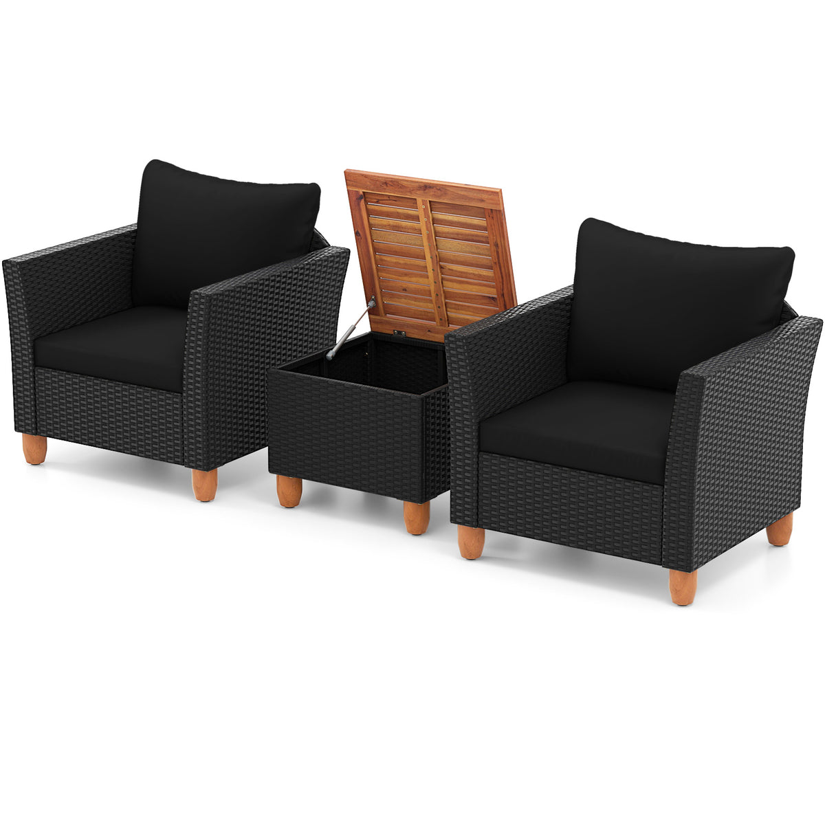 3 Pieces Outdoor Patio Rattan Furniture Set