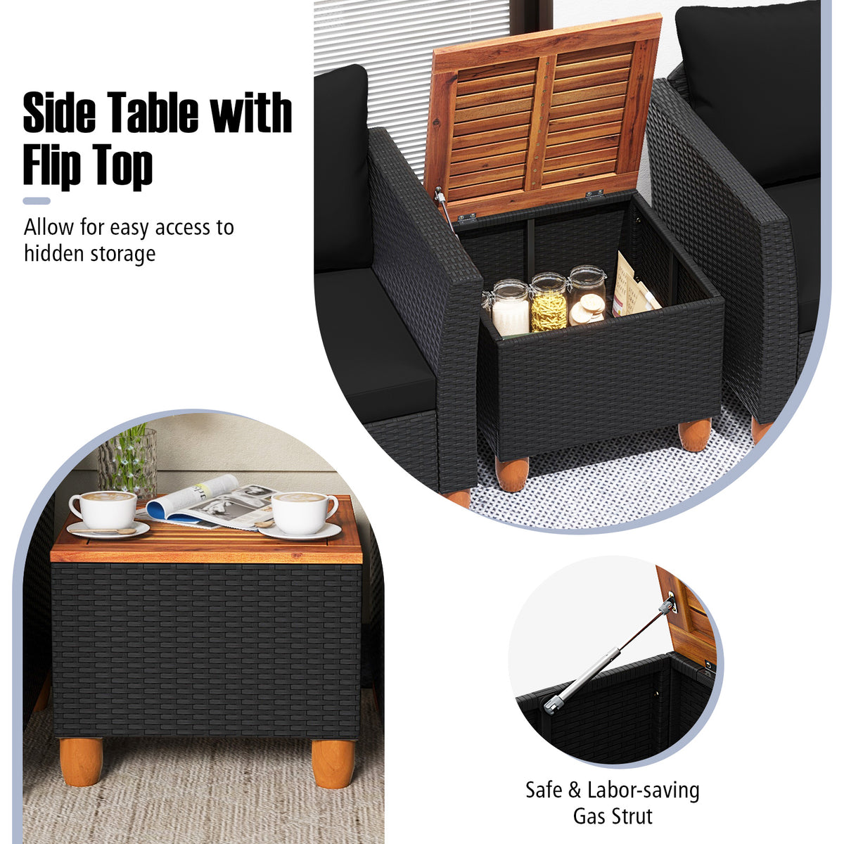 3 Pieces Outdoor Patio Rattan Furniture Set