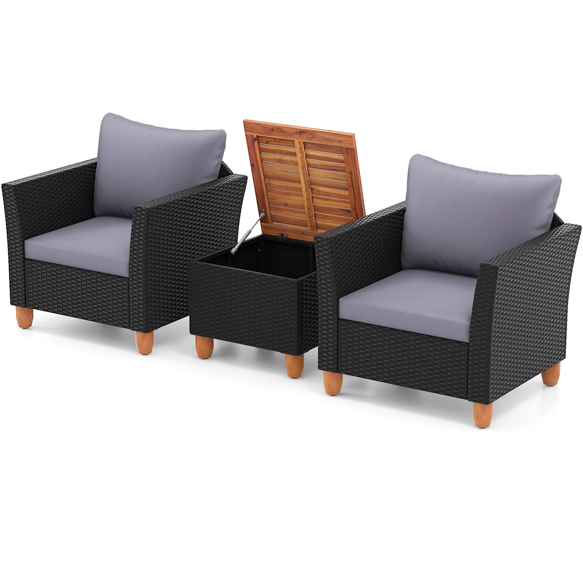 3 Pieces Outdoor Patio Rattan Furniture Set