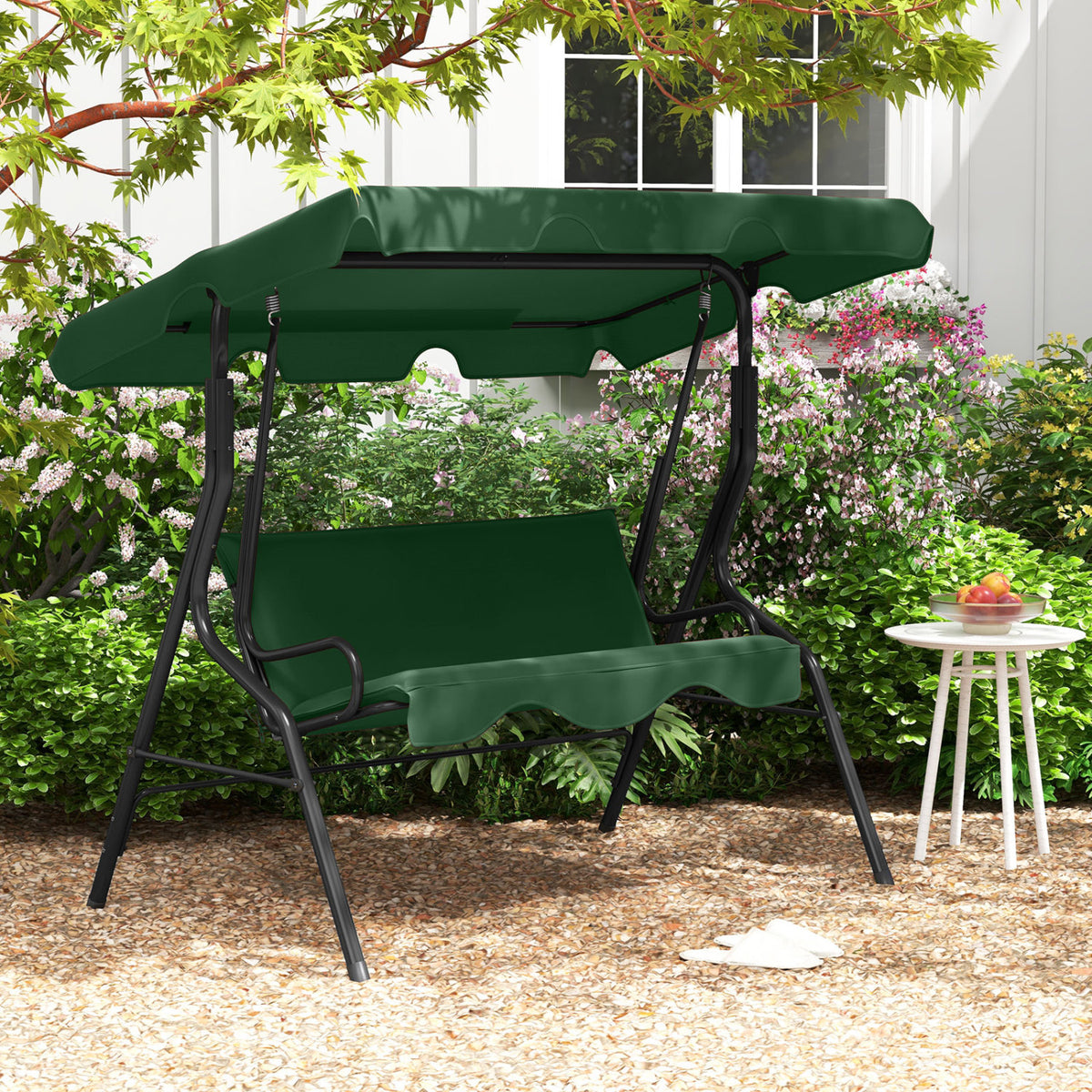 3-Seat Outdoor Patio Canopy Swing with Cushions