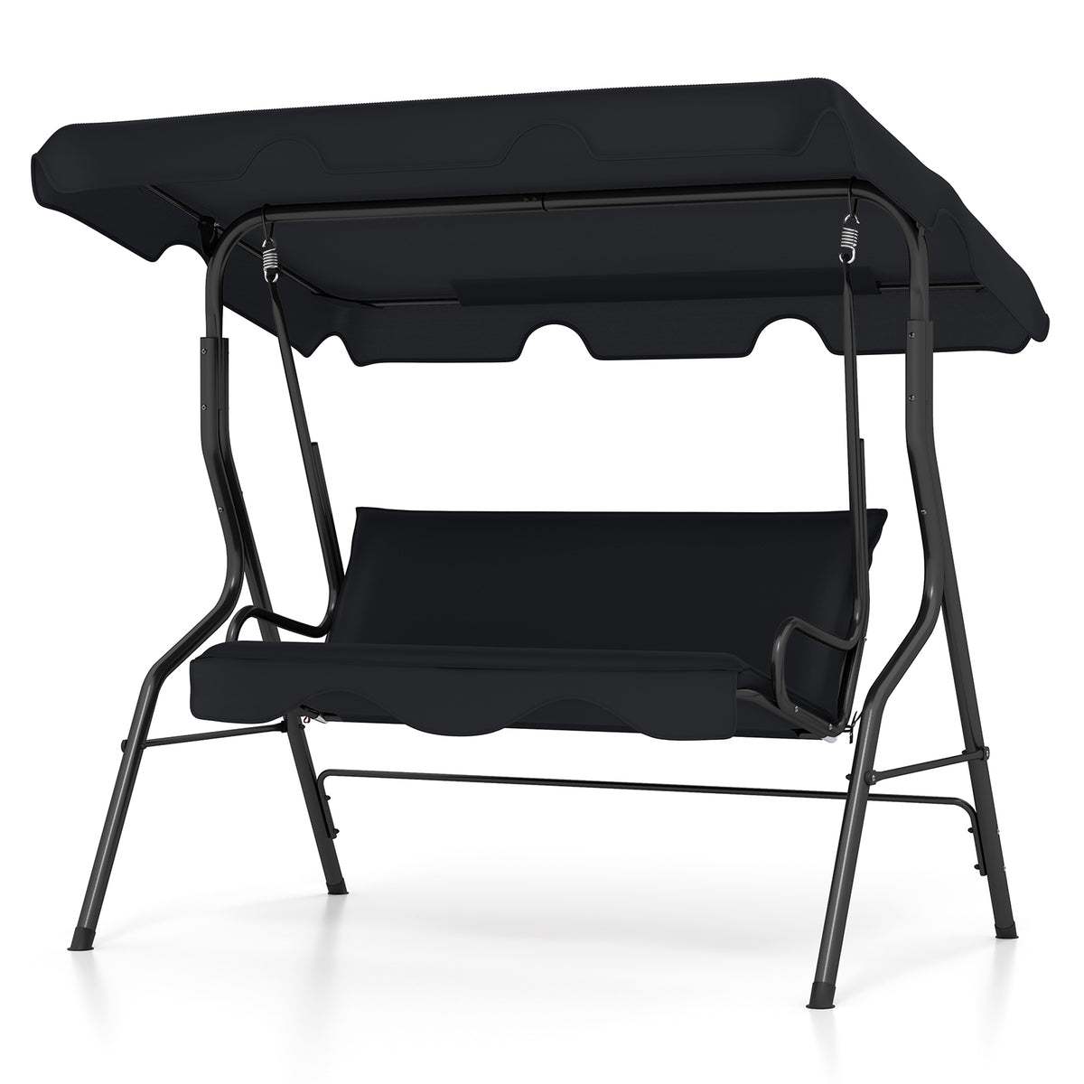 3 Seat Outdoor Patio Canopy Swing with Cushioned Steel Frame