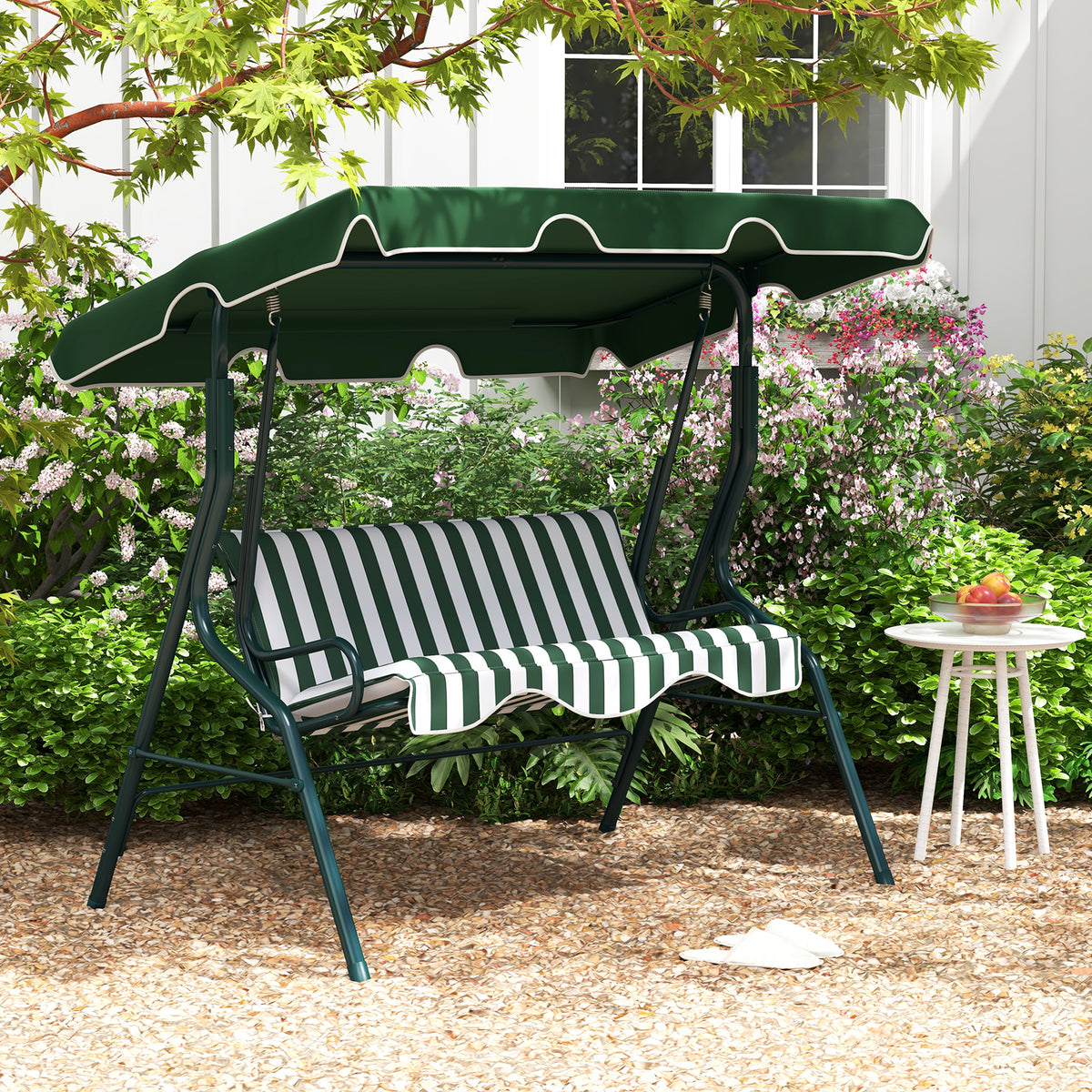 3-Seat Outdoor Patio Canopy Swing with Cushions