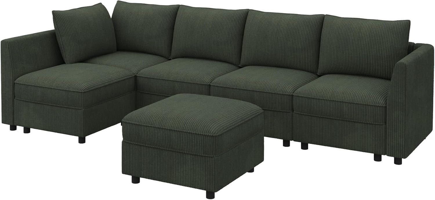 Modular Sectional Sleeper Sofa Green Couch L Shaped Sectional Sofa with Storage, Convertible Couches for Living Room - Green