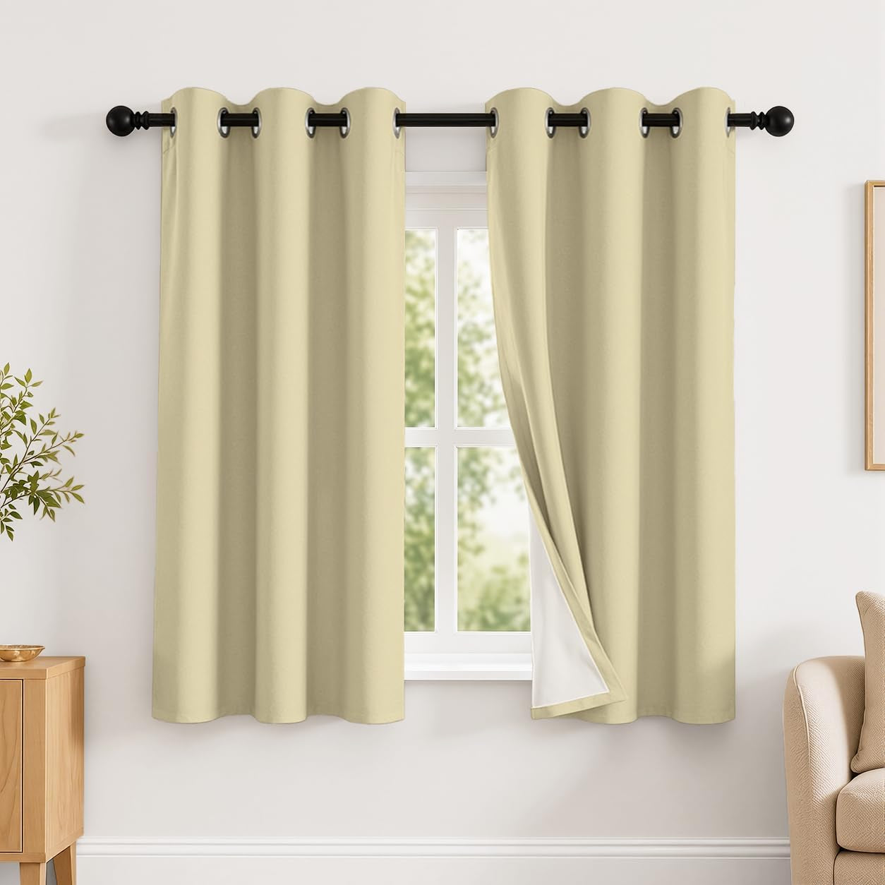 2 Panels 100% Blackout Curtains, Midweight Grommet Drapes | Thermal Insulated Drapes With White Backing, gallery view 71
