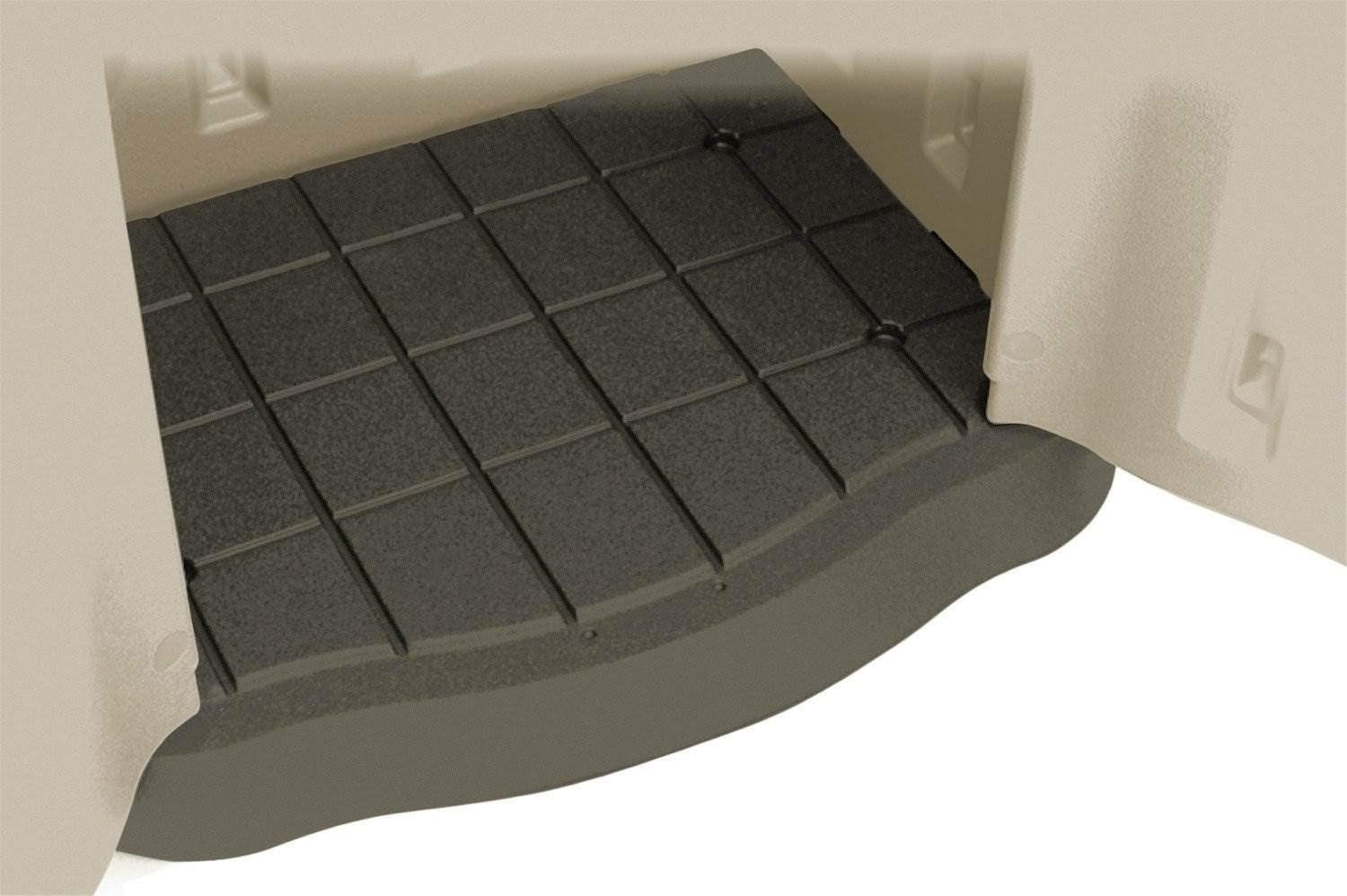 Close-up of the shed's integrated dark textured impact-resistant floor and front threshold