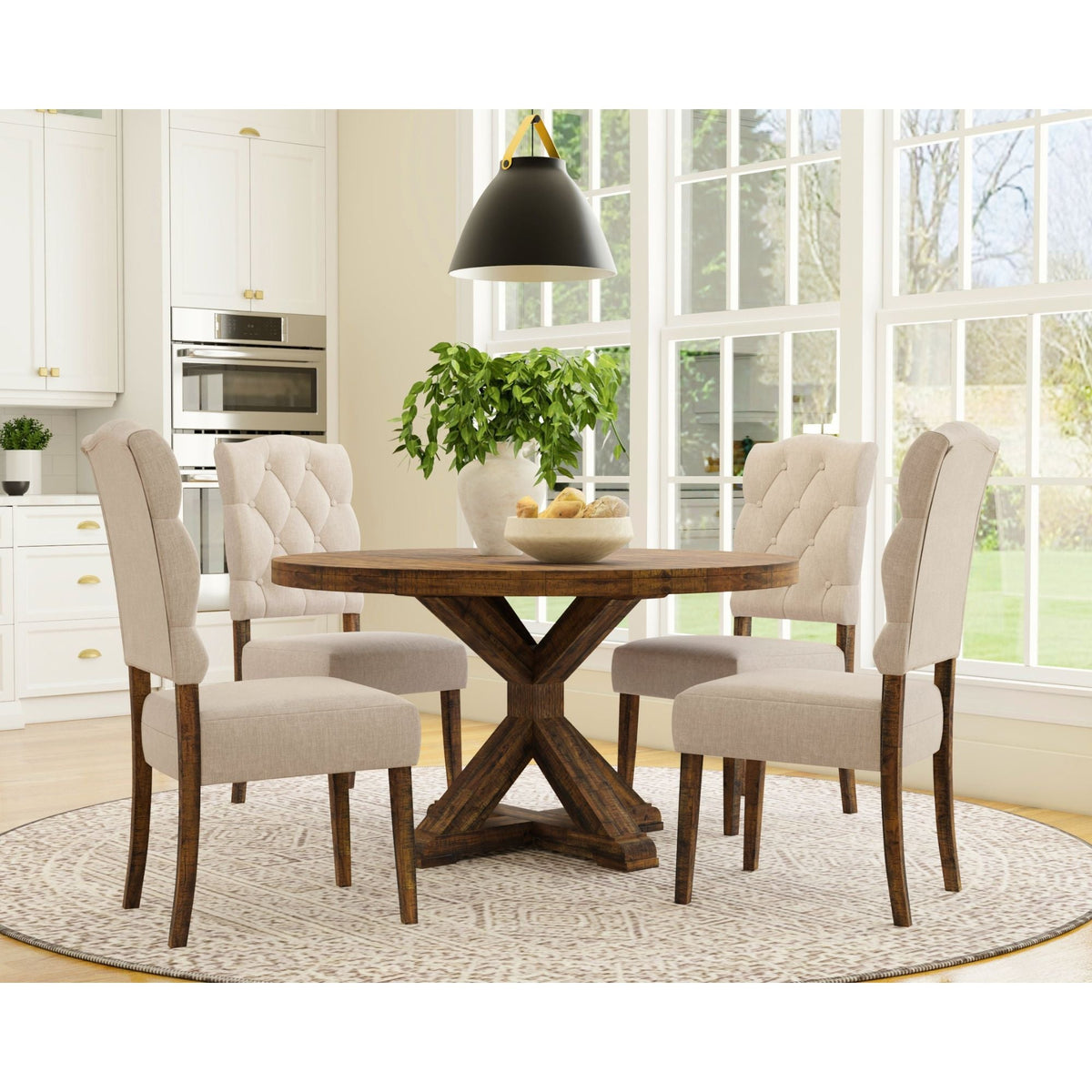 Newberry Round Dining Table - Medium Brown
