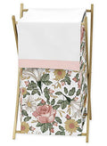 Sweet Jojo Designs Vintage Floral Boho Baby Kid Clothes Laundry Hamper - Blush Pink, Yellow, Green and White Shabby Chic Rose Flower Farmhouse