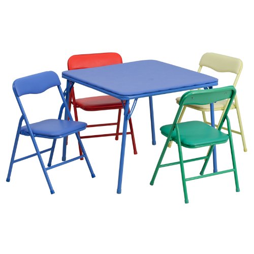 Flash Furniture Kids Colorful 5 Piece Folding Table and Chair Set - JB-9-KID-GG