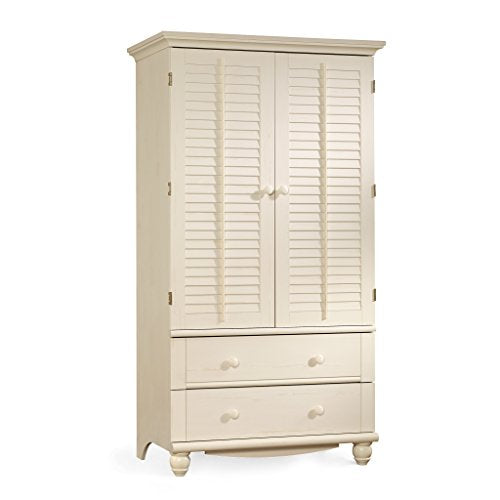 Sauder Harbor View Armoire, For TV's up to 32", Antiqued White Finish