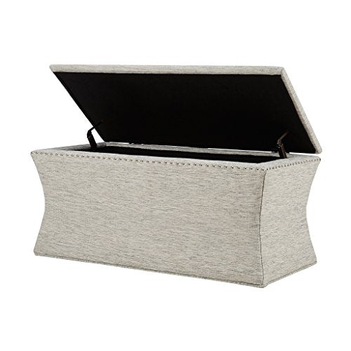 Madison Park Bijou Solid Wood, Polyester Fabric Toy Chest Bench Modern Style Ottoman With Storage, Grey Multi