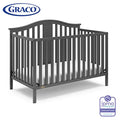 Graco Solano 4-in-1 Convertible Crib, Gray, Easily Converts to Toddler Bed Day Bed or Full Bed, Three Position Adjustable Height Mattress, Assembly Required (Mattress Not Included)