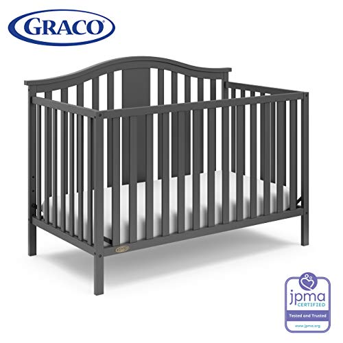 Graco Solano 4-in-1 Convertible Crib, Gray, Easily Converts to Toddler Bed Day Bed or Full Bed, Three Position Adjustable Height Mattress, Assembly Required (Mattress Not Included)