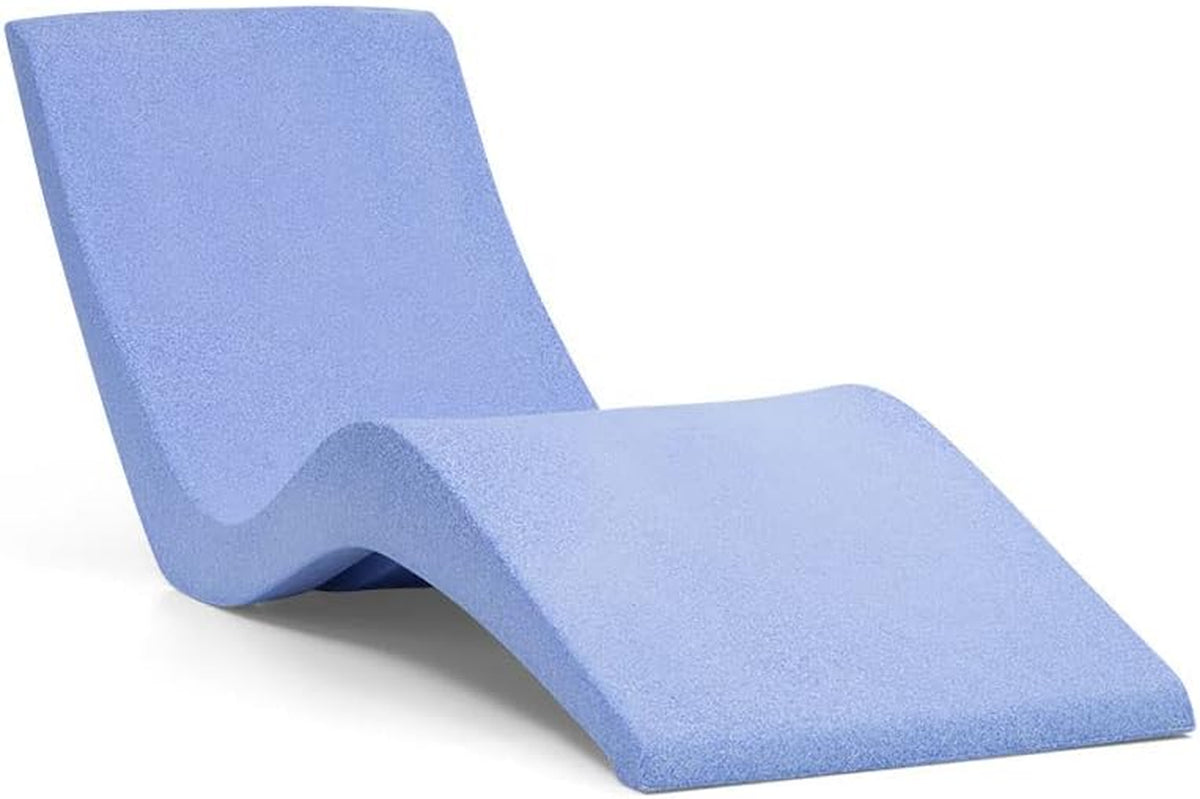 Single light blue contoured pool lounger shown from a lowered angle on white background.
