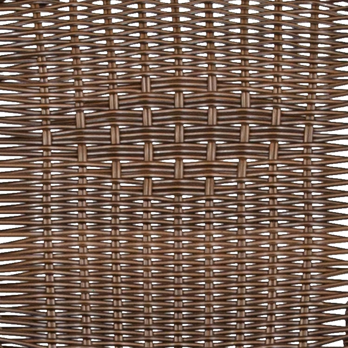 Tight macro of brown synthetic rattan weave showing the basket pattern