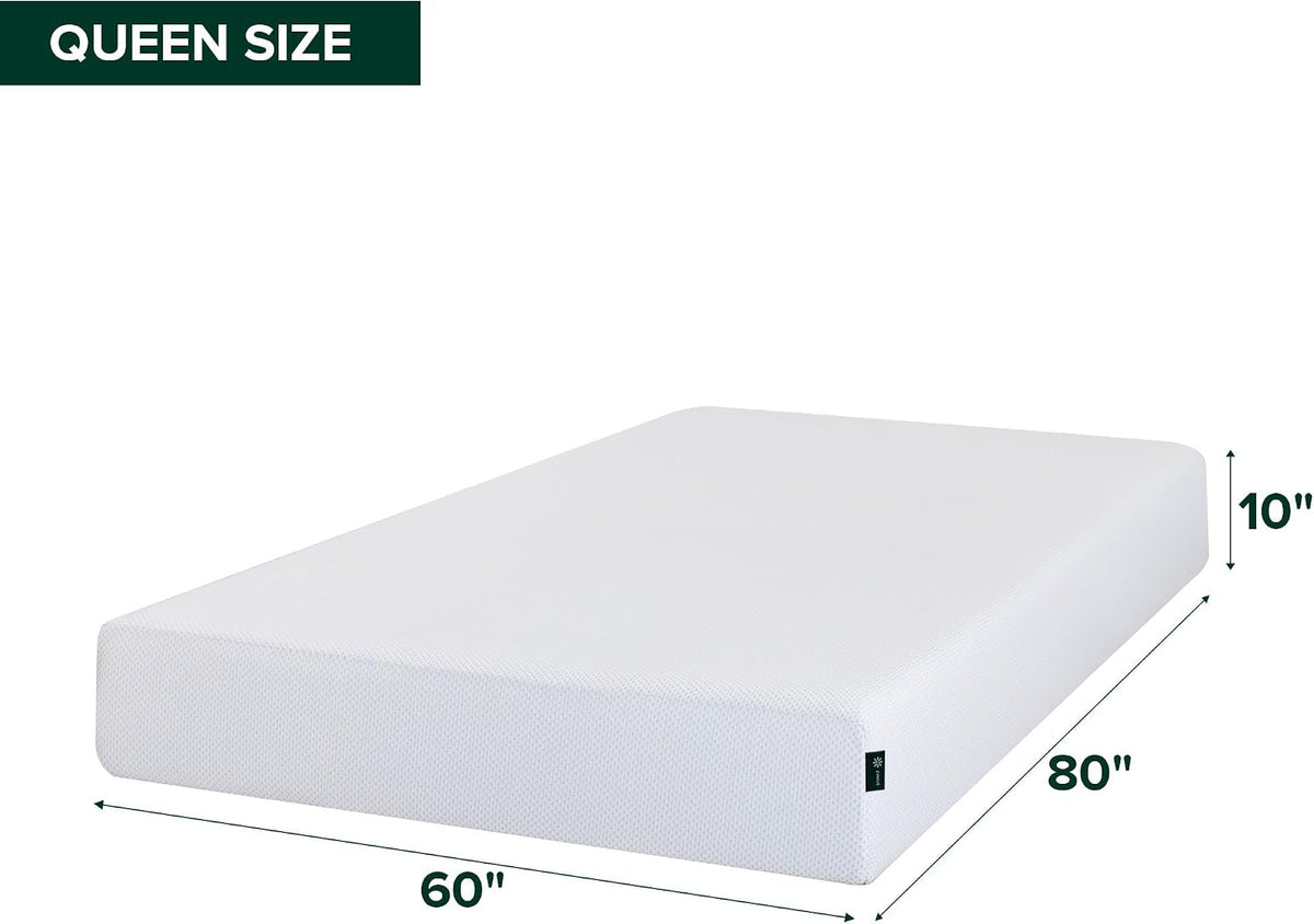 Queen-size mattress isolated on a white background with dimensions labeled 60" x 80" x 10".