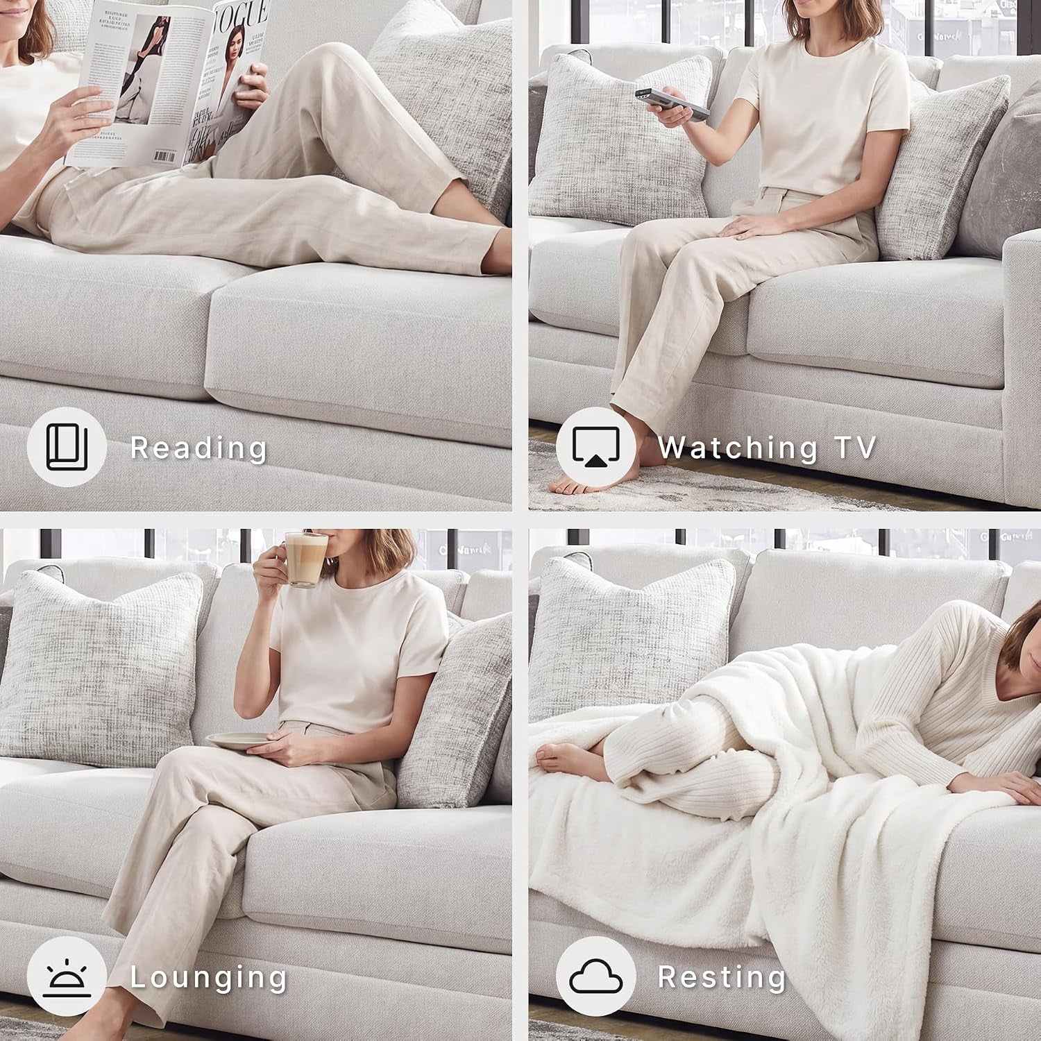 Signature Design by Ashley Maitelynn Sofa, No Assembly Required 88 Inch Contemporary 3 Seater Couch, Sag-Resistant Springless Platform Foundation for Living Room, Light Gray Chalk