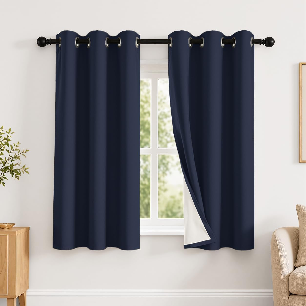 2 Panels 100% Blackout Curtains, Midweight Grommet Drapes | Thermal Insulated Drapes With White Backing, gallery view 83