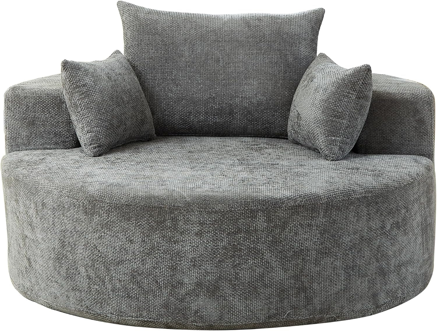 55-Inch Oversized Compressed Foam Cloud Chair round Boneless Sofa Chair with Headrest, Comfy Chenille Upholstered Armchair Lounge Chaise for Living Room Bedroom, No Assembly